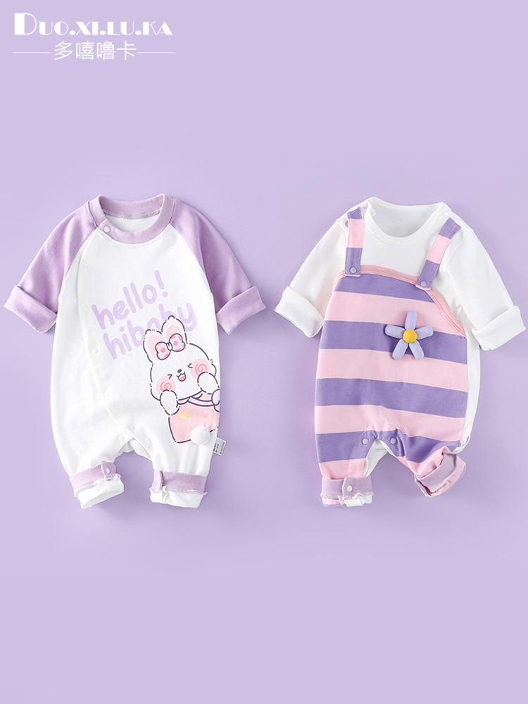 Newborn Baby Clothes Spring and Autumn Full Moon Baby Cotton Jumpsuit Men's and Women's Romper Long Sleeve Romper Cute
