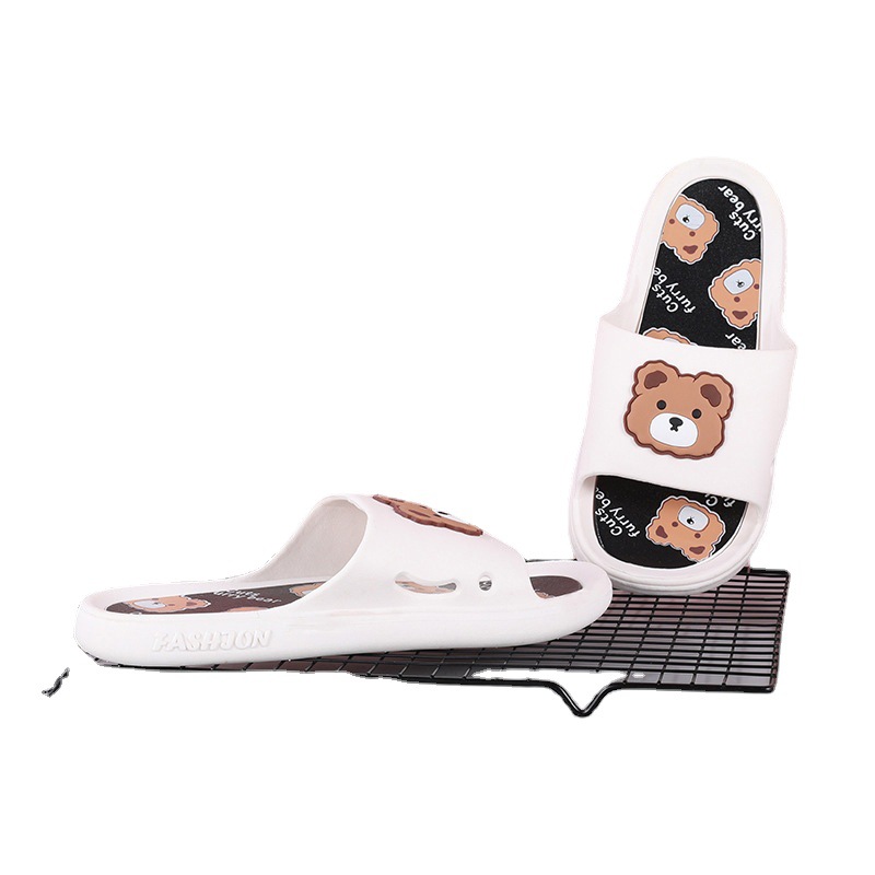 Summer New Home Slippers Bath Casual Plastic Flat Slippers Cartoon Bear Flip Flops Soft Sole Shoes Wholesale