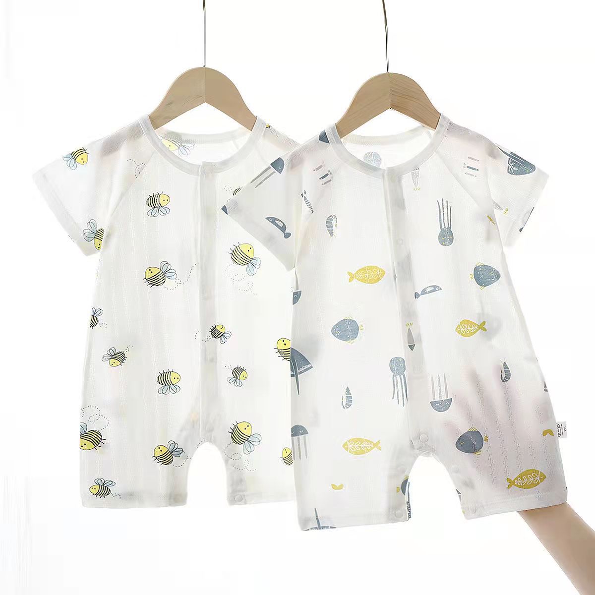 Summer Baby Jumpsuit Thin Pure Cotton Baby Sheath Clothes Summer Short Sleeve Newborn Clothes Summer Class a Wholesale Baby Clothes