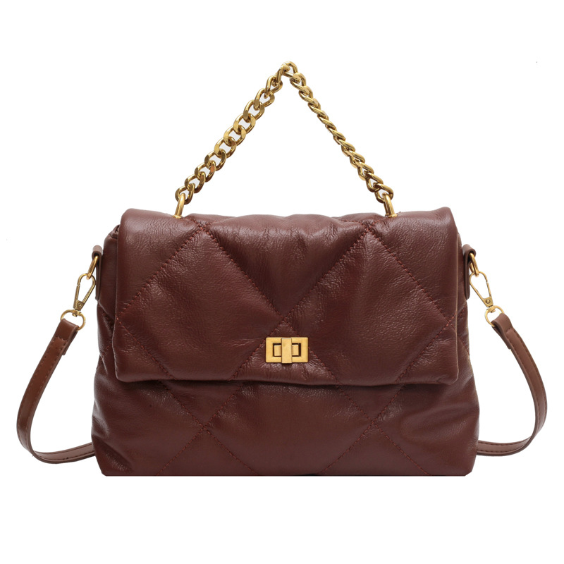 Soft Leather Bag Women's Large Capacity 2022 New Fashion Autumn and Winter Texture High-Grade Shoulder Crossbody Rhombus Chain Bag
