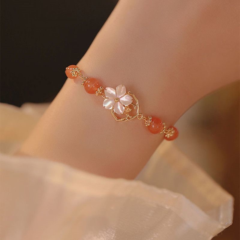 Pink Candy Heart Bracelet Ins Fashion Minority Design Cute Sweet Beaded Bracelet Student Girlfriend Gifts