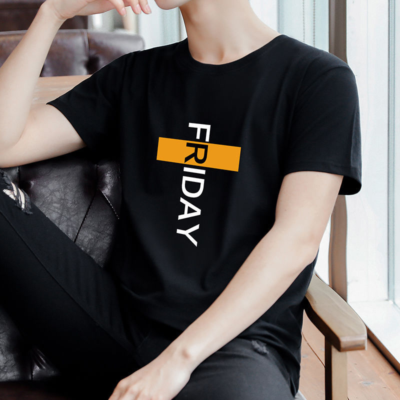 Short-Sleeved Men's T-shirt Summer Half Sleeve Menswear T-shirt Clothes Fashion Brand Korean Fashion Student Base