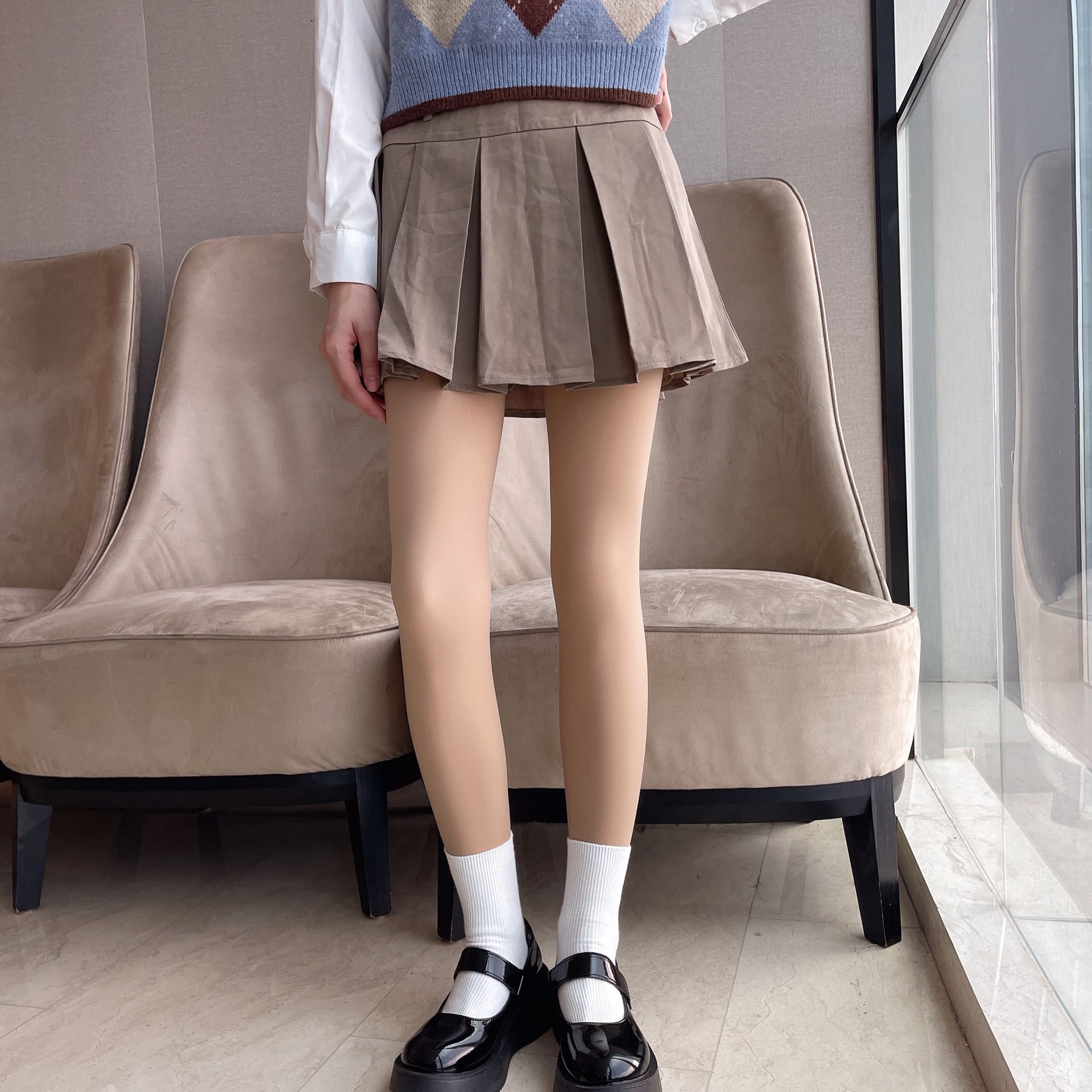 高腰收腹水光袜自然肉色光腿神器外穿防勾丝打底裤连裤袜裸感冬季