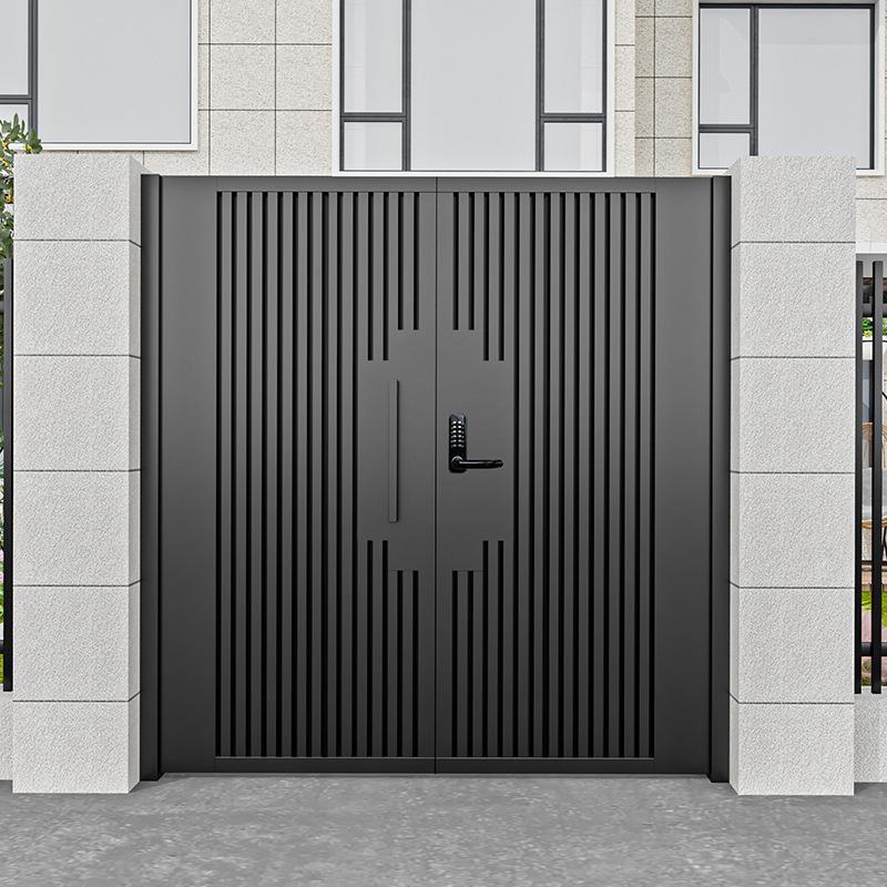 铁艺庭院门别墅大门铝合金户外简约花园入户不锈钢电动单双开铝门