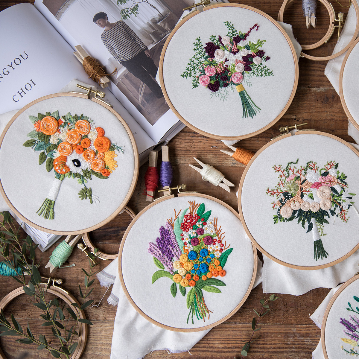 十字绣手捧花植物花卉绣花手作家居装饰摆件 diy手工刺绣材料包