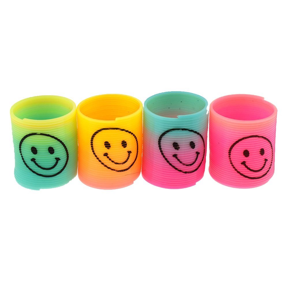 Colorful Smiley Face Rainbow Ring Children's Colorful Spring Ring Mini Colorful Ring Elastic Ring Stall Toy Educational Toy