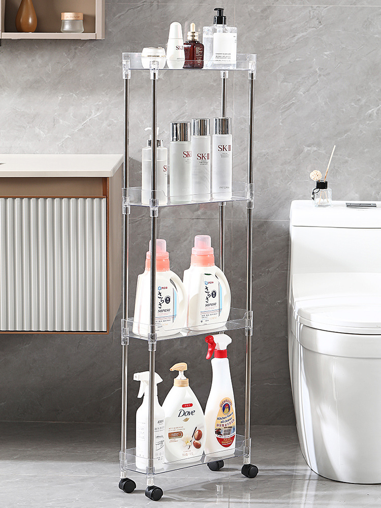 Refrigerator Gap Storage Rack 9cm Bathroom Multi-Layer Floor Ultra Narrow Storage Rack Transparent Gap Storage Rack