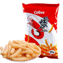 泰国进口零食 calbee卡乐比原味虾条膨化休闲小吃零食品袋装90g