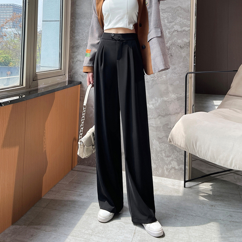 Women's Wide-Leg Pants Thin Large Size Women's Clothing High Waist Drooping Straight Casual Women's Business Suit Mop Pants Wholesale