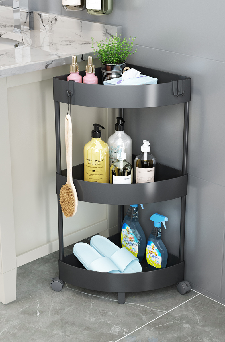 卫生间墙角三角置物架落地多层浴室厕所洗澡间拐角收纳架转角柜子