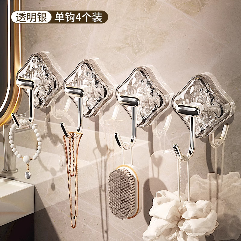 Glacier Pattern Hook Adhesive Strong Load-Bearing Punch-Free Bathroom Toilet Kitchen Dormitory Tracelss Paste Sticky Hook