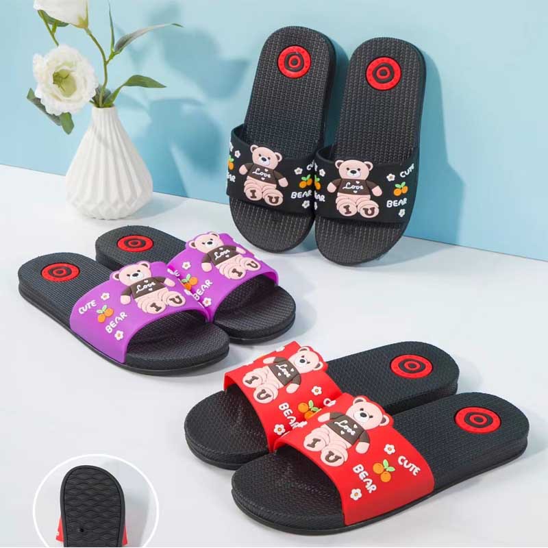 Black Bottom Bear Men and Women Are Suitable for Couple Drop Plastic Slippers Comfortable Home Bathroom Non-Slip Factory Direct Sales