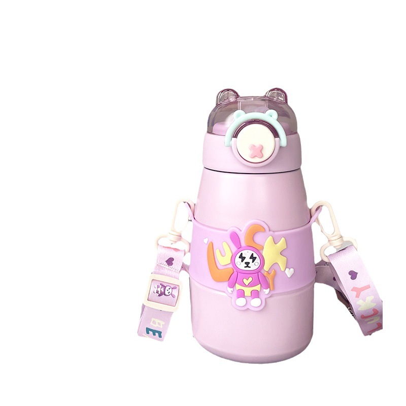 316 Stainless Steel Appearance Cartoon Pull Bear Bounce Children's Thermos Cup Children's Cute Large Capacity Warm-Keeping Water Cup