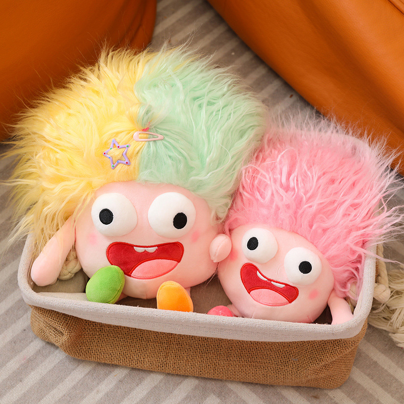 跨境热卖丑娃娃突眼疯娃棉花娃娃毛绒玩具炸毛玩偶丑萌网红公仔