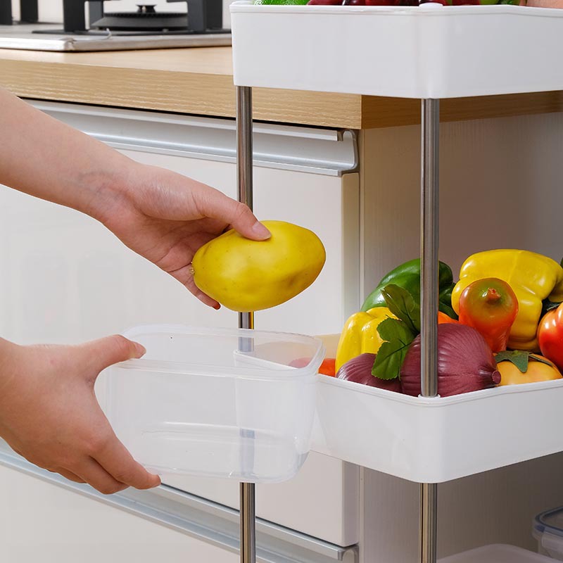 Movable Multifunctional Fruit and Vegetable Sundries Storage Storage Rack Floor Trolley