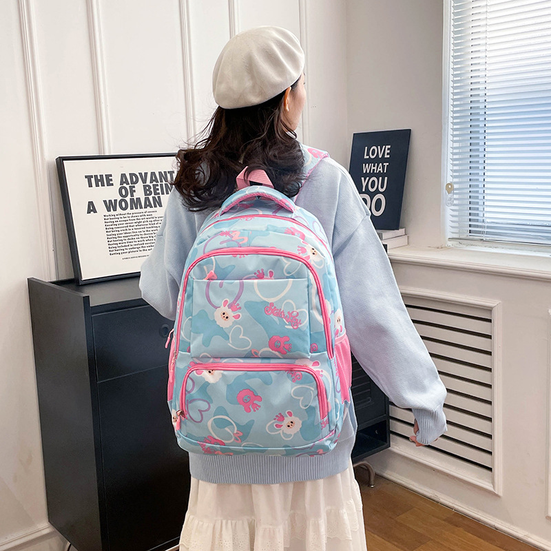 New Schoolbag Junior High School Student Ultra-Light Printing Large Capacity Backpack Travel High School Student Backpack