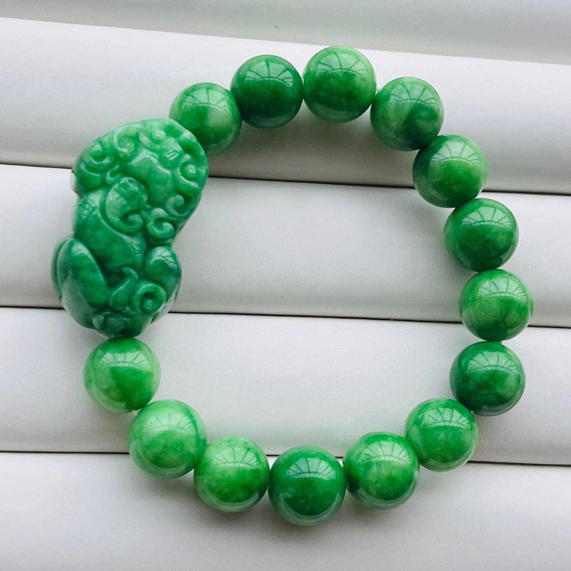 真品翡翠色干青貔貅手串男女干青铁龙生招财貔貅手链厂价批发