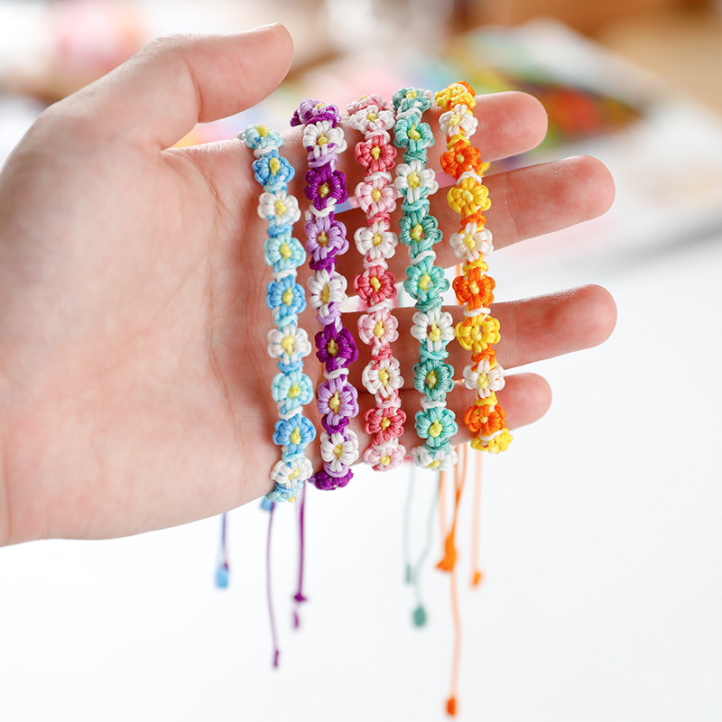 玉线小雏菊手链编织绳diy材料包手绳情侣自制手工自编送礼物