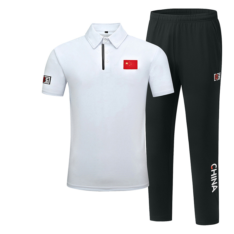 国服短袖长裤运动套装健走徒步队服队服运动员运动会出场服团体服