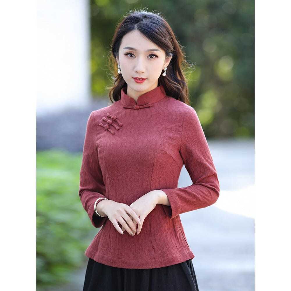 民族风中式唐装上衣半身旗袍民国茶服女盘扣复古中国风女装