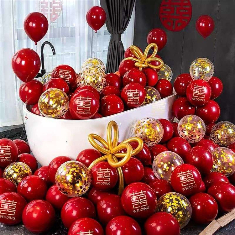 Wedding Celebration Wedding Room Layout New House Balloon Double Thick Pomegranate Ruby Red Wedding Ceremony Supplies Factory Wholesale