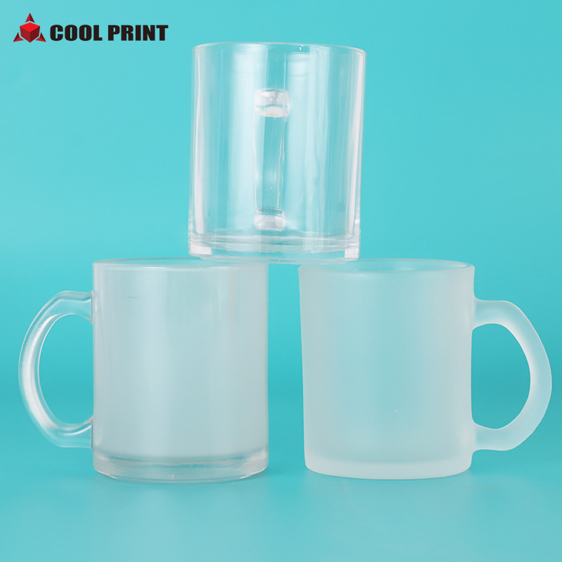 Heat Transfer Glass Mug 11Oz Sublimation Frosted Glass Cup Personality DIY Blank Coating Cup