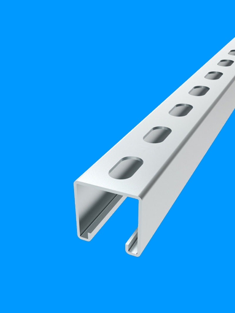 热镀锌c型钢抗震支架带孔太阳能光伏支架型槽钢檩条21*41防火喷塑