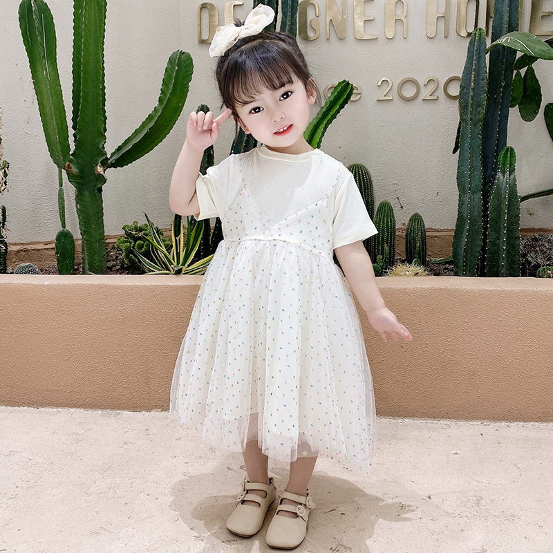 女童连衣裙夏装2021新款夏季三岁女宝宝洋气短袖儿童公主裙裙子四
