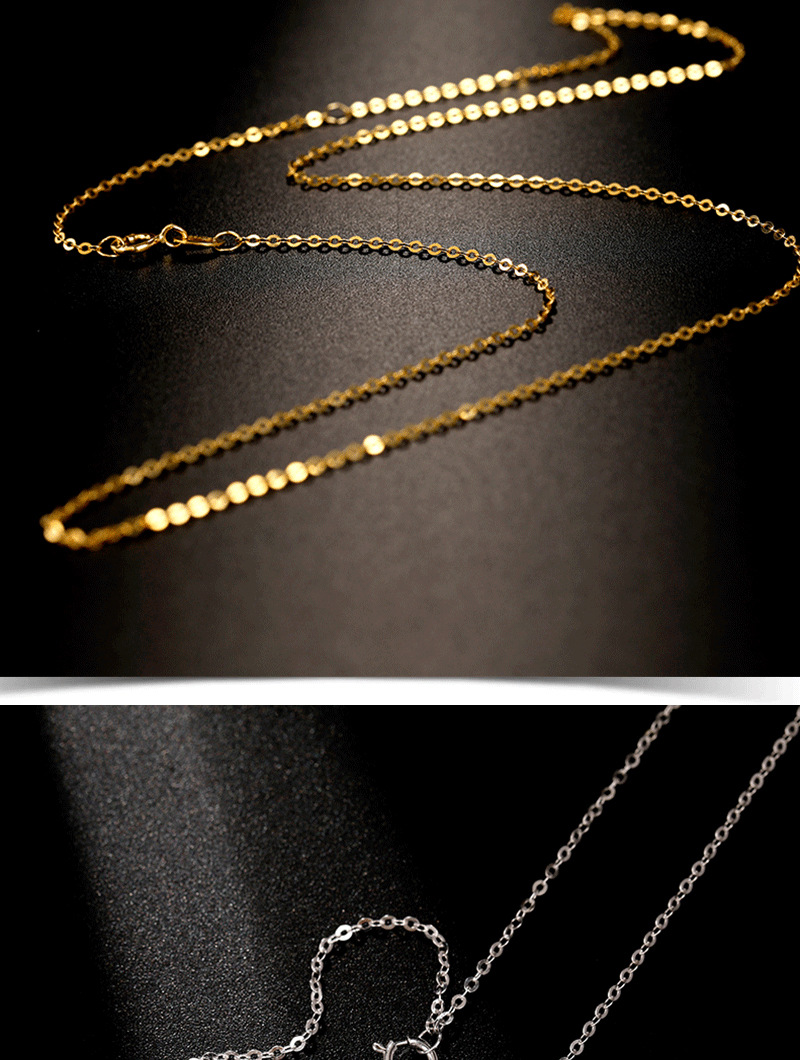 18k金项链女款式闪o链au750黄金白金玫瑰金彩金万能百搭素锁骨链