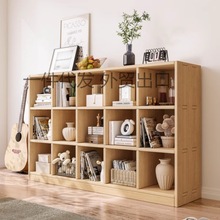 全实木书架置物架落地一体靠墙组合格子柜客厅幼儿园家用收纳书柜