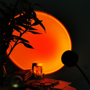 跨境网红夕阳灯桌面夹子台灯落日灯直播背景墙彩虹投影氛围日落灯