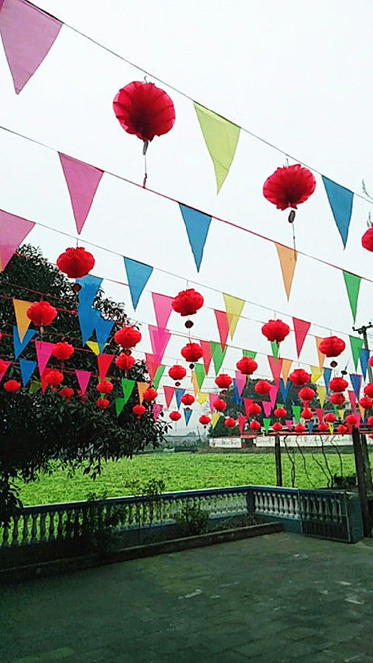 结婚彩旗灯笼院子装饰婚礼场景布置吊旗室外婚庆用品大全喜字拉花