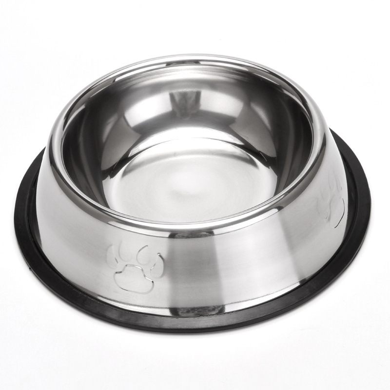 Pet Supplies Stainless Steel Dog Bowl Cat Bowl Rubber Bottom Non-Slip Anti-Knock Dog Food Bowl Cat Water Bowl Tableware Pet Bowl