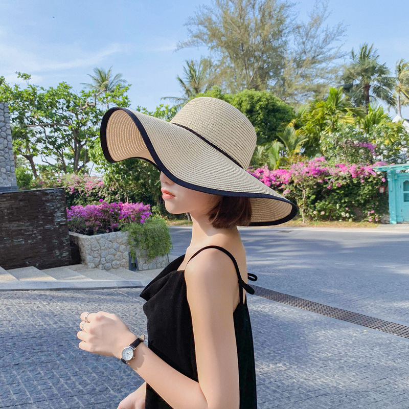 草帽子女夏天沙滩海边大帽檐防晒遮阳帽出游时尚大沿凉帽太阳帽潮