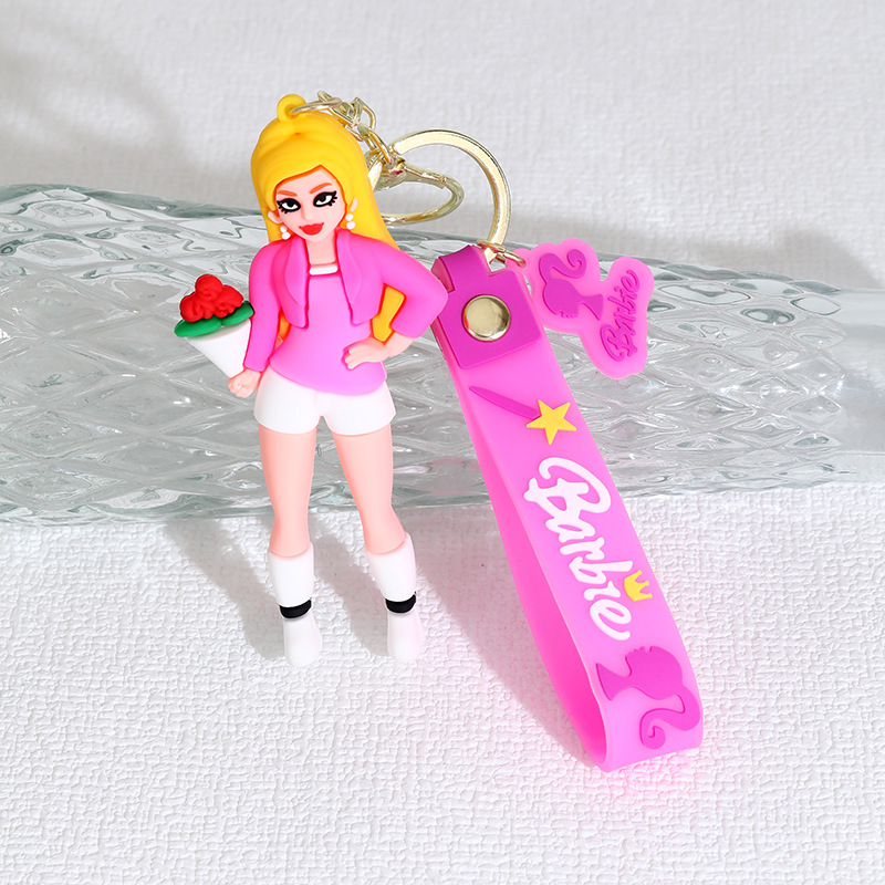 New Barbie Doll Silicone Doll Keychain Pendant Cute Barbie Princess Ladies' Bag Car Pendant Gift