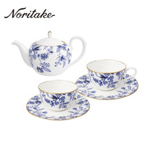 Noritake则武 BLUE SORRENTINO骨瓷精致咖啡杯套装田园风茶具礼盒