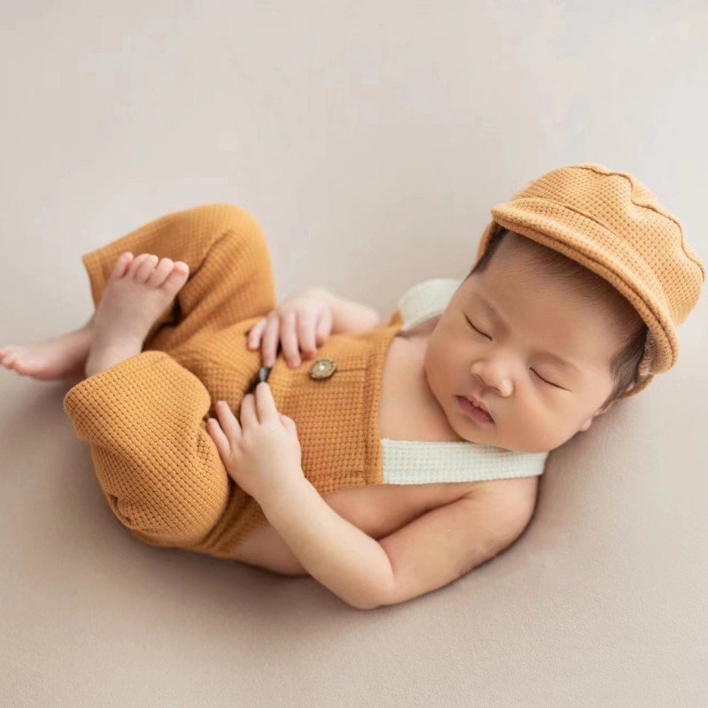 Cross-Border Newborn Photography Clothing Baby Photography Hat Suspender Pants Baby Boy Confinement Photo Photo Clothes Studio Baby Clothes