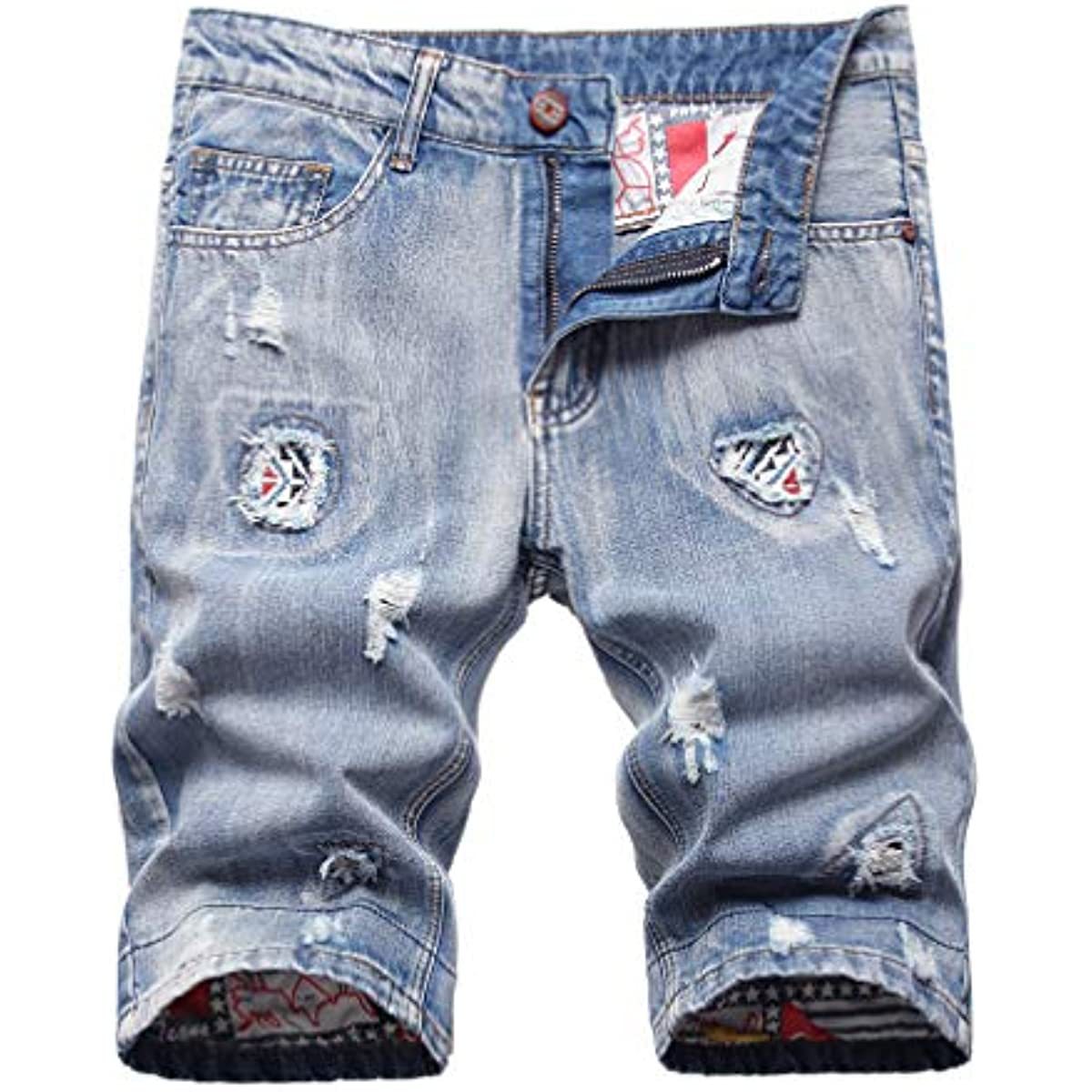   Europe and America Cross Border Foreign Trade Wish Zipper Ripped Jeans Men's 2023 New Embroidered Slim Fit Middle Pants One Piece Dropshipping