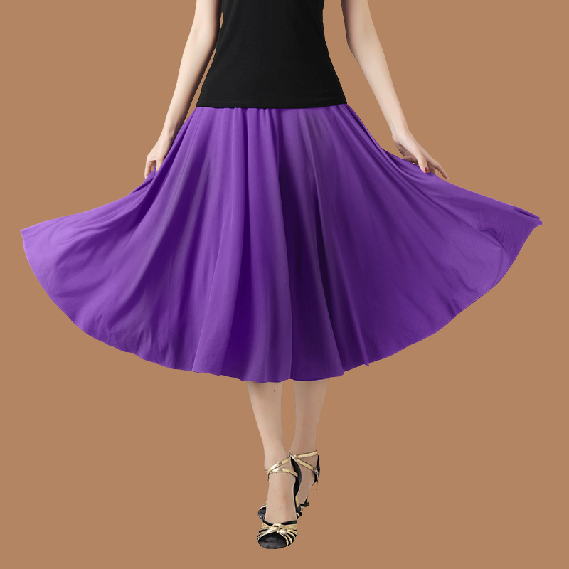 新款广场舞裙中裙大摆裙女半身裙舞蹈裙中老年运动长裙交谊舞裙子