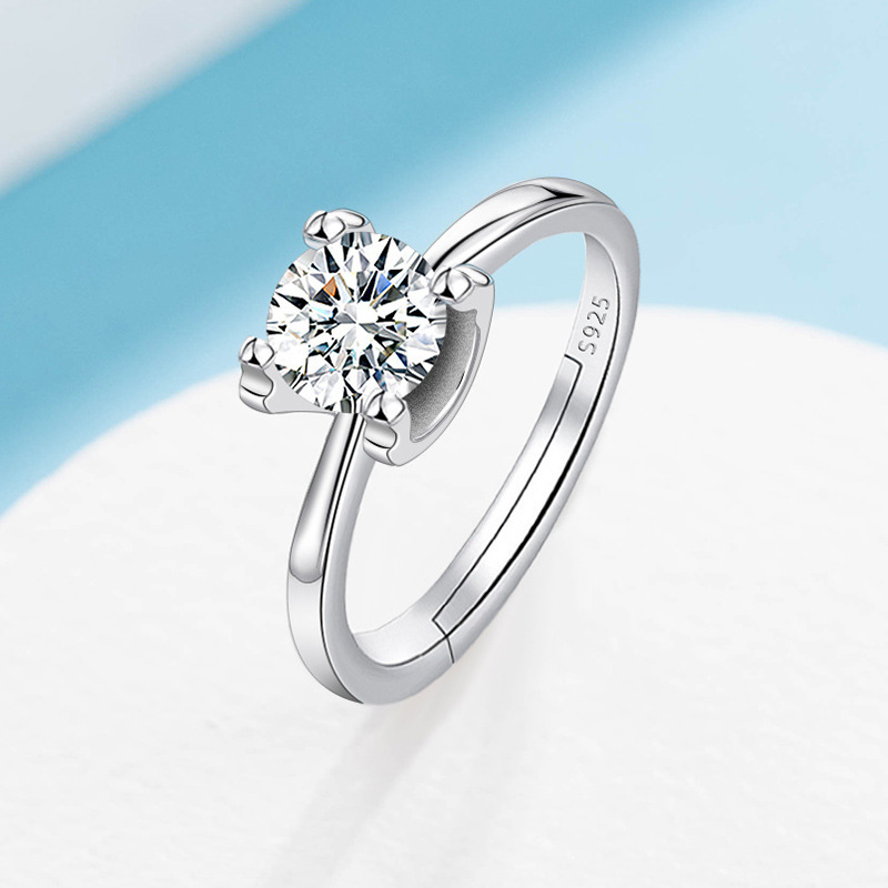 一克拉牛头仿莫桑石求婚钻戒女ins韩版百搭戒指情侣开口简约指环