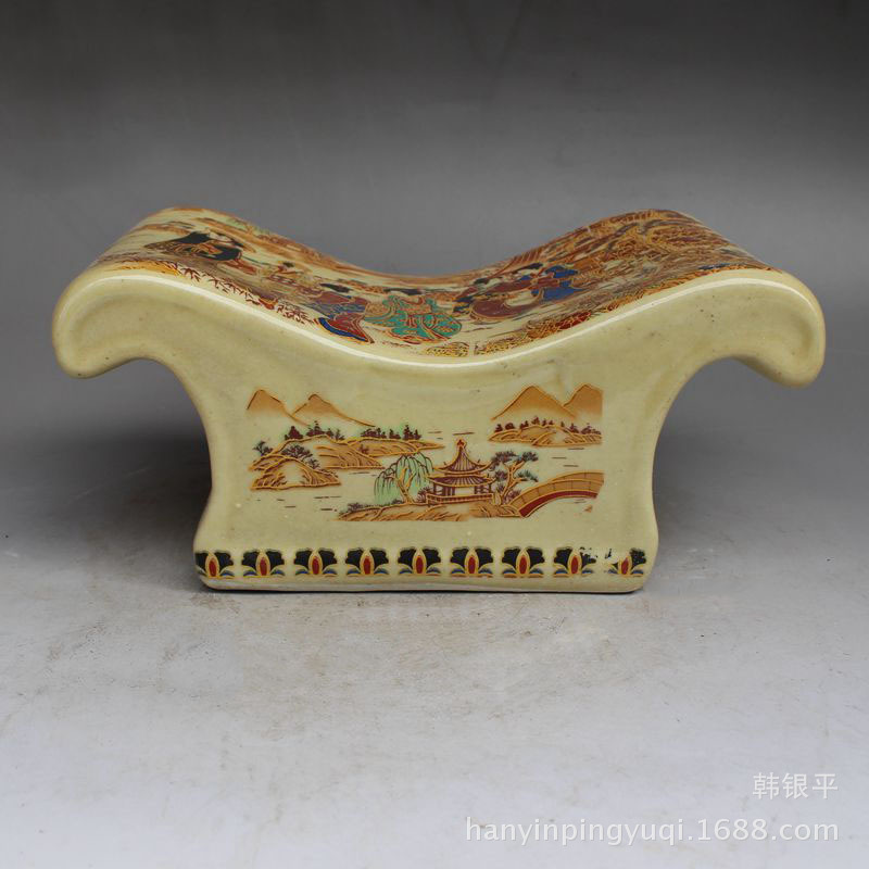 碧玺轩美玉瓷器工艺品 仿明清瓷器 琳琅彩瓷枕睡枕仕女复古枕头