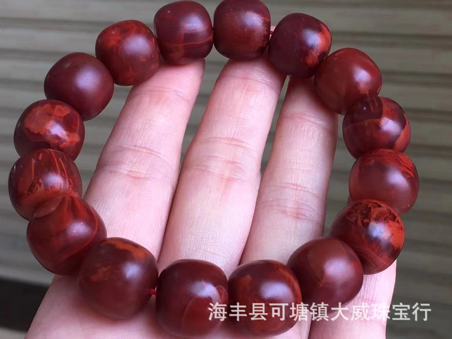 天然川料瓦西料南红玛牛血红老形单圈手链哑光抛南红玛瑙牛血红