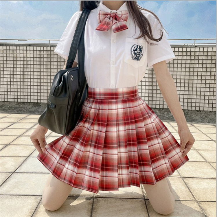日系格裙jk制服裙半身裙格子短裙百褶裙女学生温柔一刀套装学生装