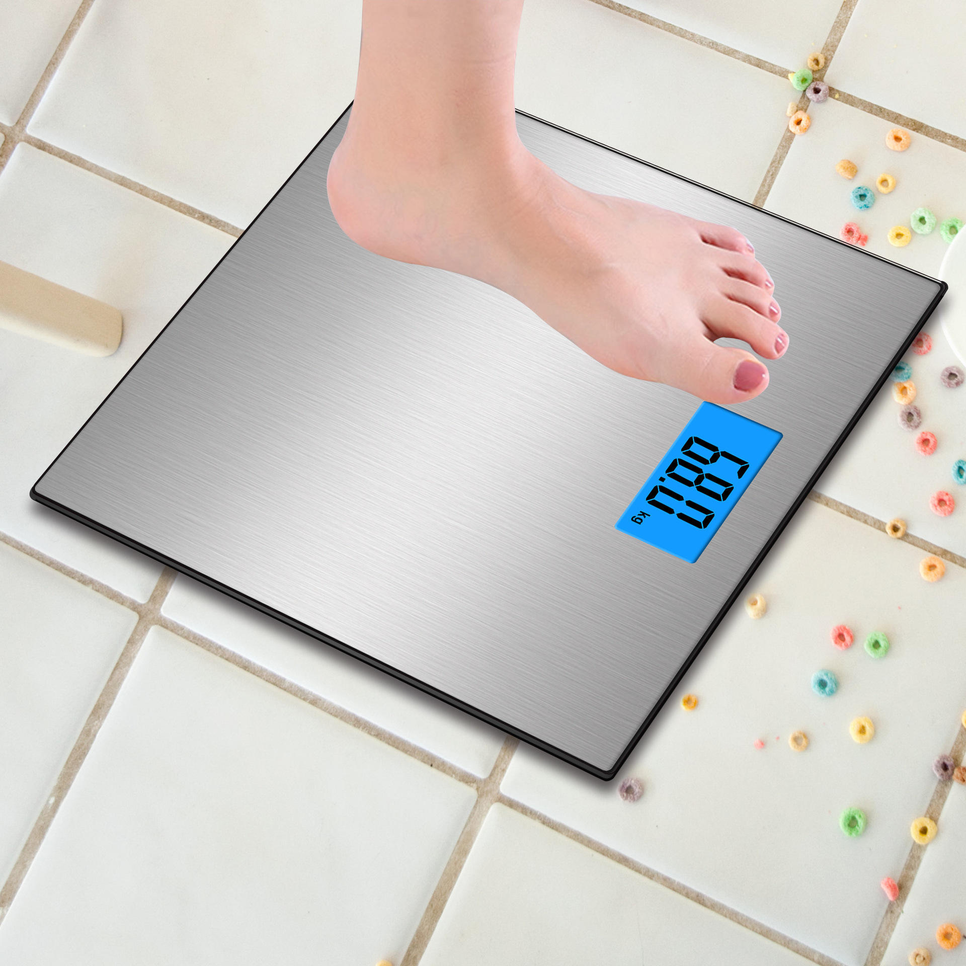 不锈钢拉丝面人体秤 大液晶健康秤 浴室秤 高端定制体重秤