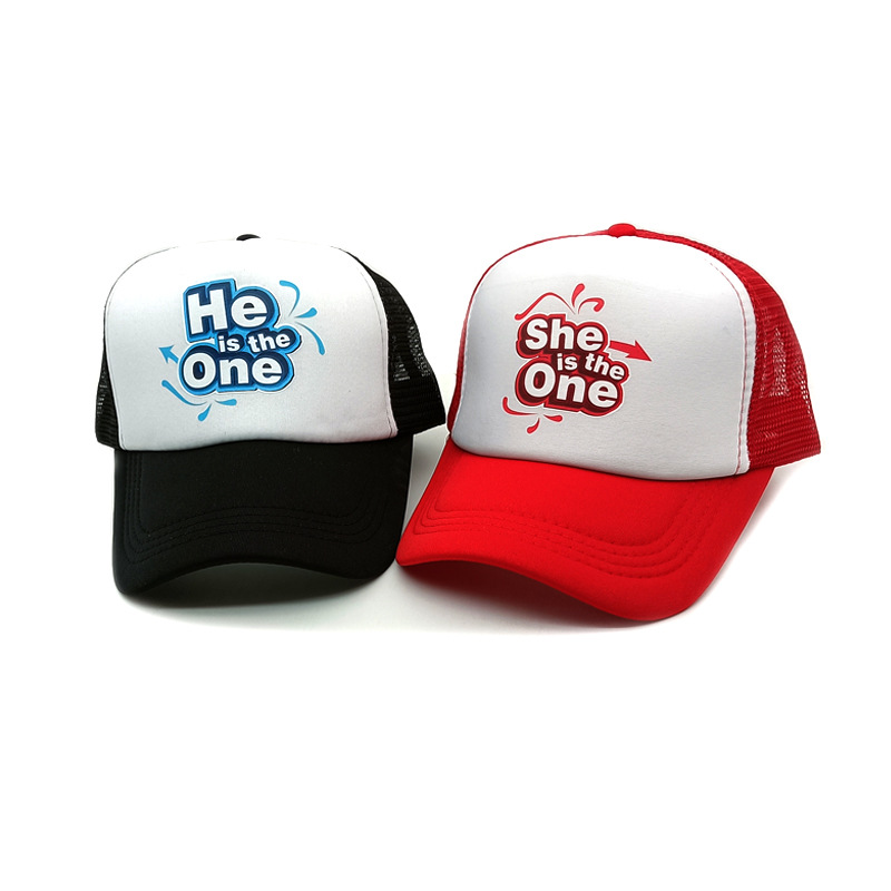 Foreign Trade New Letter Printing Baseball Cap Mesh Fitted Cap Trucker Cap Couple He Is the One Hat