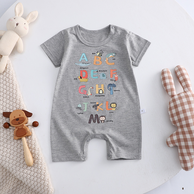 2022 Baby Romper Cotton Summer New Korean Style Baby Boy Thin Women's Short-Sleeved Children's Jumpsuit Romper