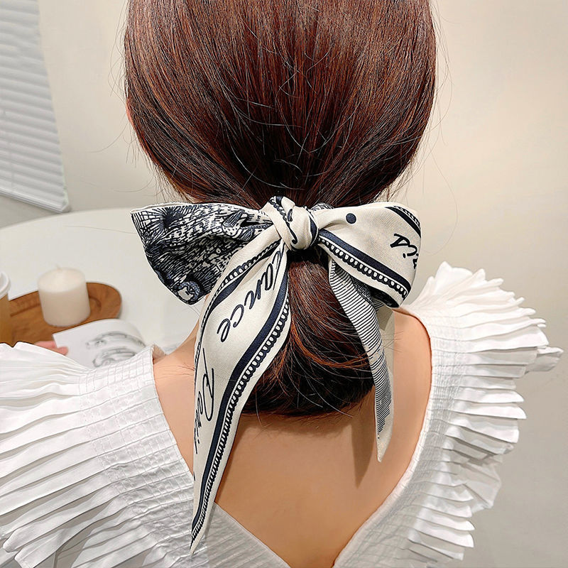 知更鸟法式丝巾发带女丝带发饰夏季外出薄款绑发头巾网红复古气质