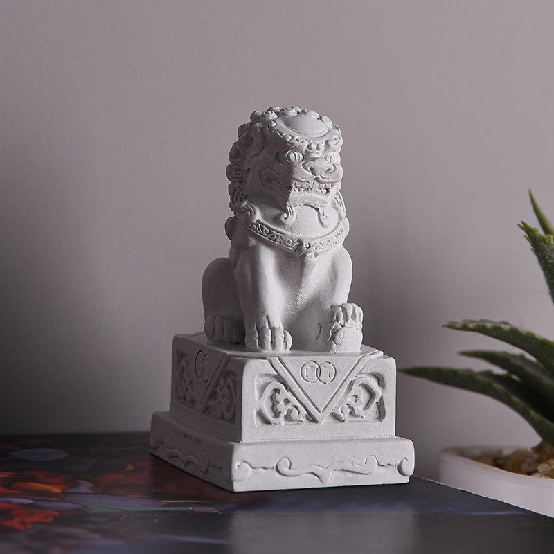 水泥石狮子桌面摆件中式鱼缸造景微景观创意家居装饰乔迁礼物厂家