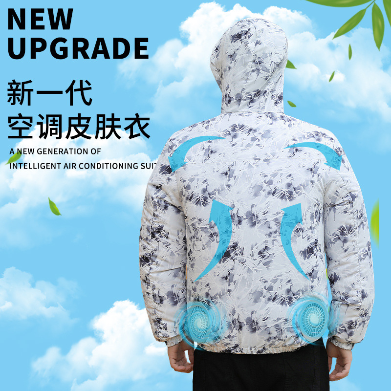 跨境新品男女防晒衣钓鱼风扇防晒服 夏季休闲户外皮肤衣超薄外套