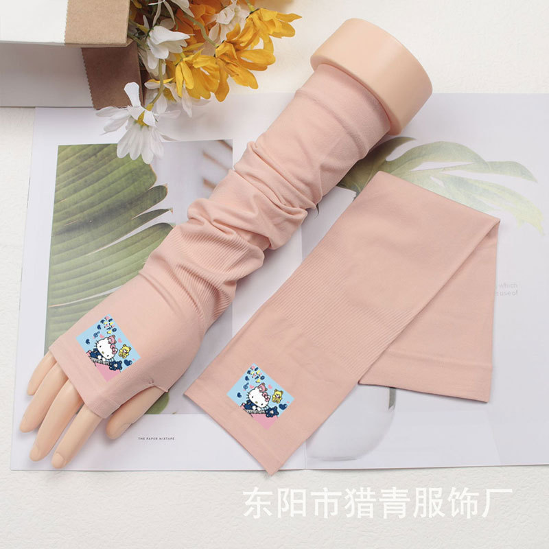 Solid Color Printing Kitten Ice Sleeve Sun Protection Oversleeve Ice Silk UV Protection Outdoor Cycling and Driving Can Do Logo Wholesale